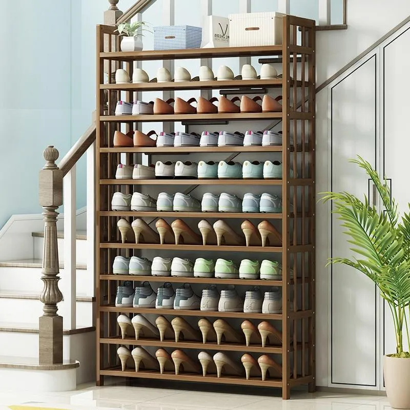 11 Tier Tower Bamboo Wooden Shoe Rack | Corner Shelf Stand | Storage Organizer
