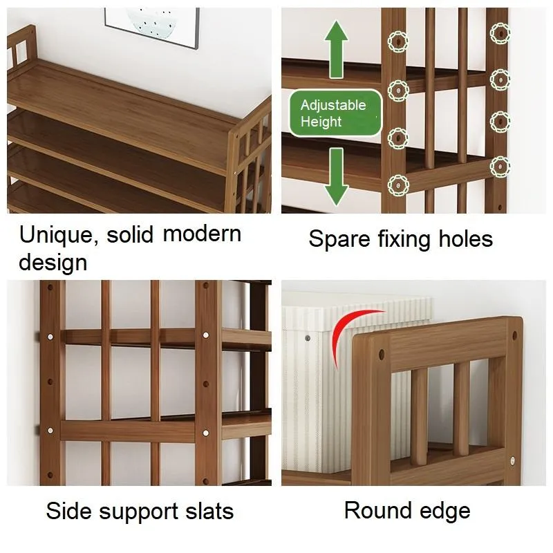 11 Tier Tower Bamboo Wooden Shoe Rack | Corner Shelf Stand | Storage Organizer