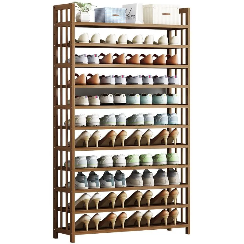 11 Tier Tower Bamboo Wooden Shoe Rack | Corner Shelf Stand | Storage Organizer