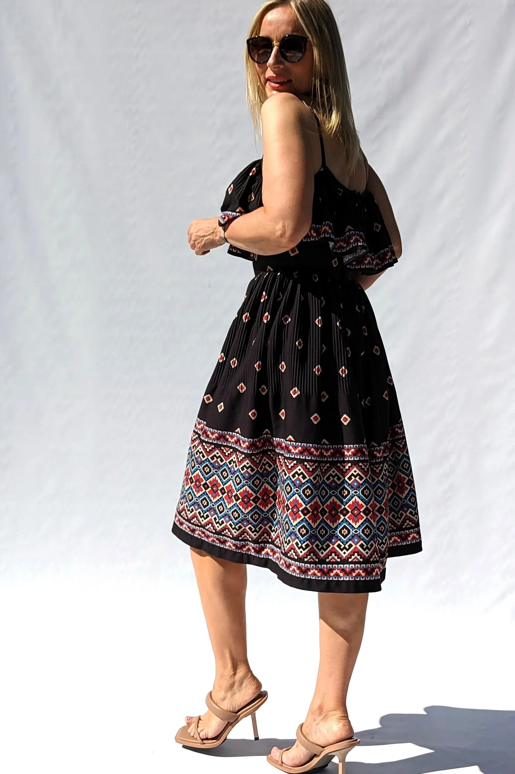 1970s Ian Peters Summer Dress with Aztec Pattern