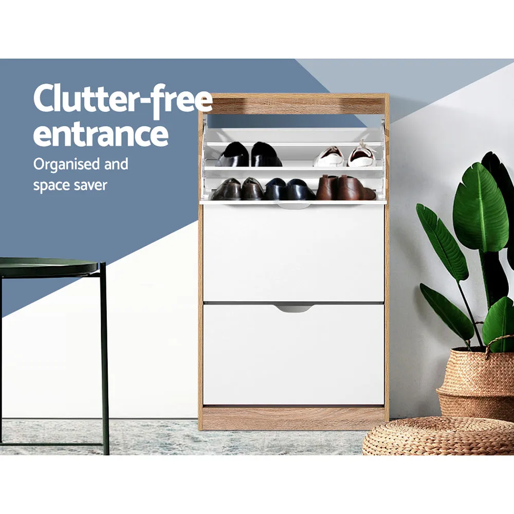 3 Tier Shoe Cabinet Shoes Storage Rack Organiser 36 Pairs Wooden Drawer Cupboard