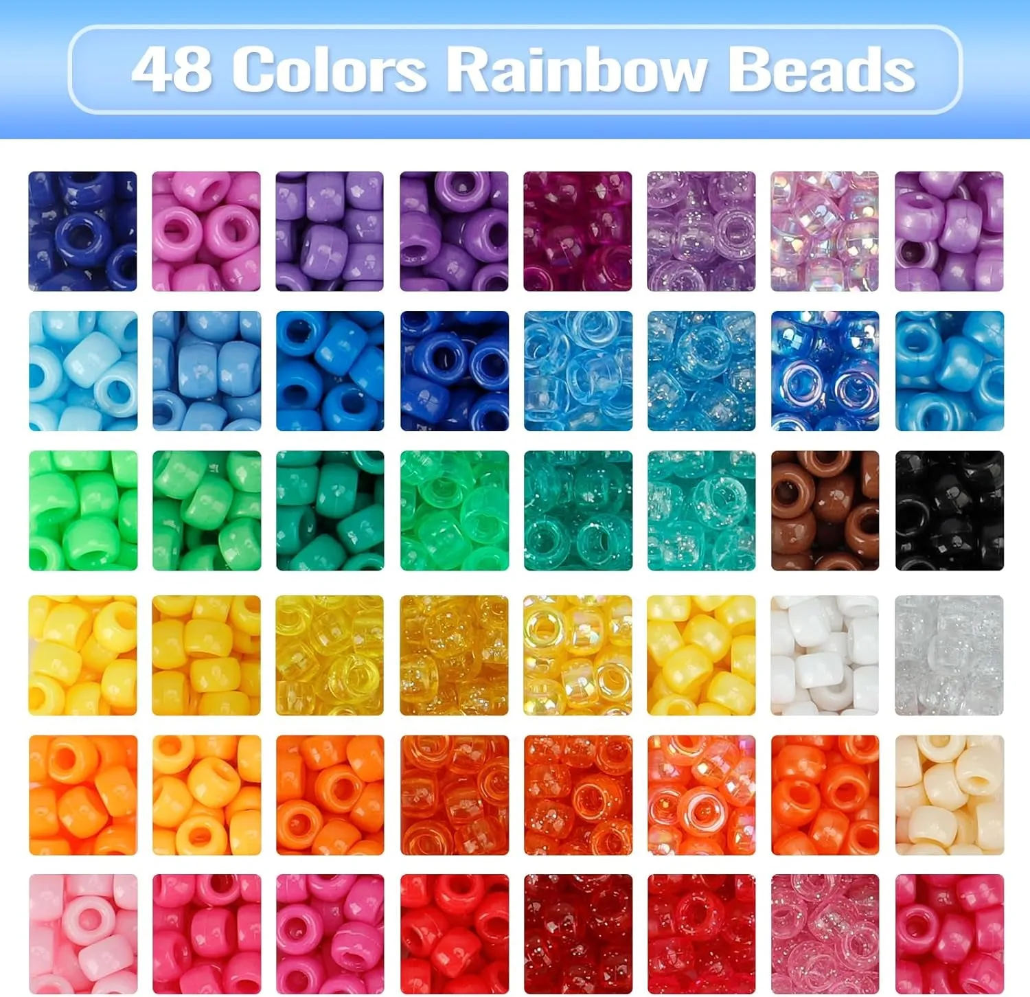 3960Pcs Pony Beads for Friendship Bracelet Making Kit 48 Colors Kandi Beads Set, 2400Pcs Plastic Rainbow Bulk and 1560Pcs Letter Beads with 20 Meter Elastic Threads for Craft Jewelry Necklace