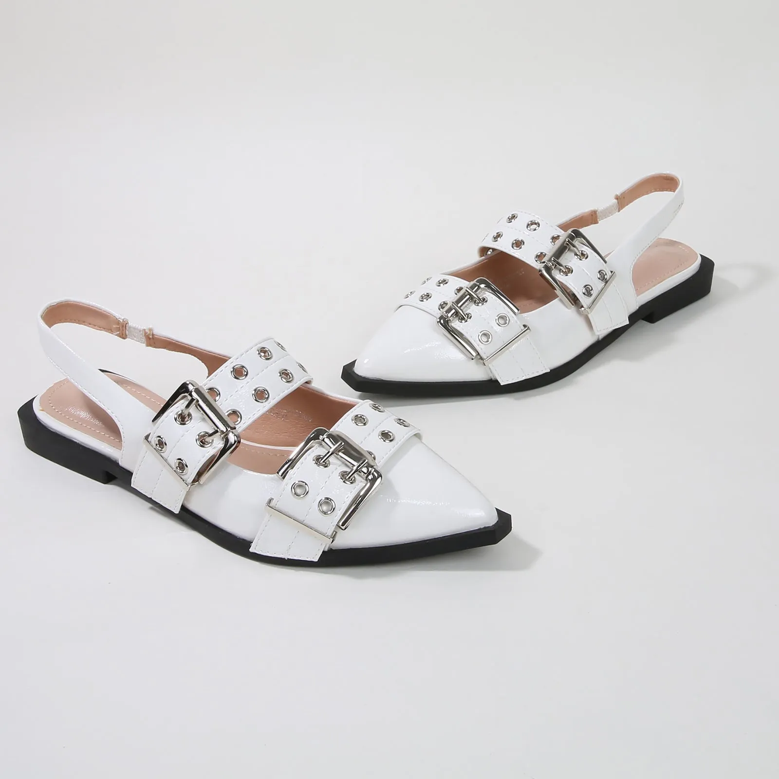 Addison Double Buckled Slingback Flats