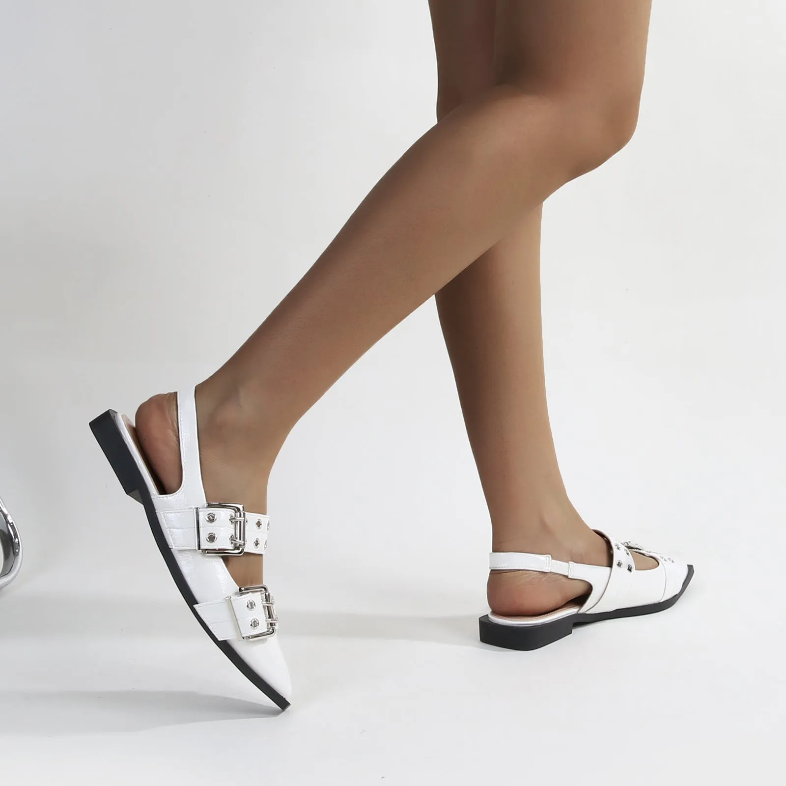 Addison Double Buckled Slingback Flats