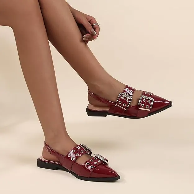 Addison Double Buckled Slingback Flats