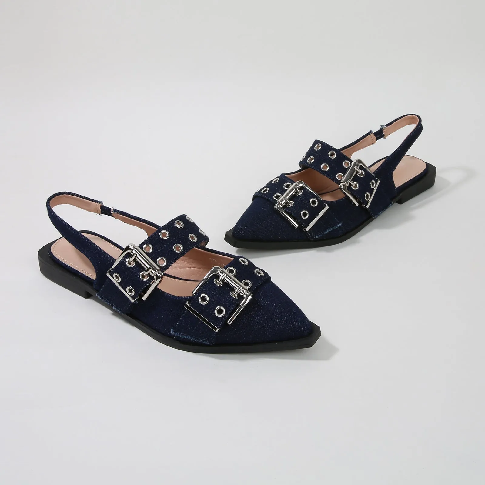 Addison Double Buckled Slingback Flats