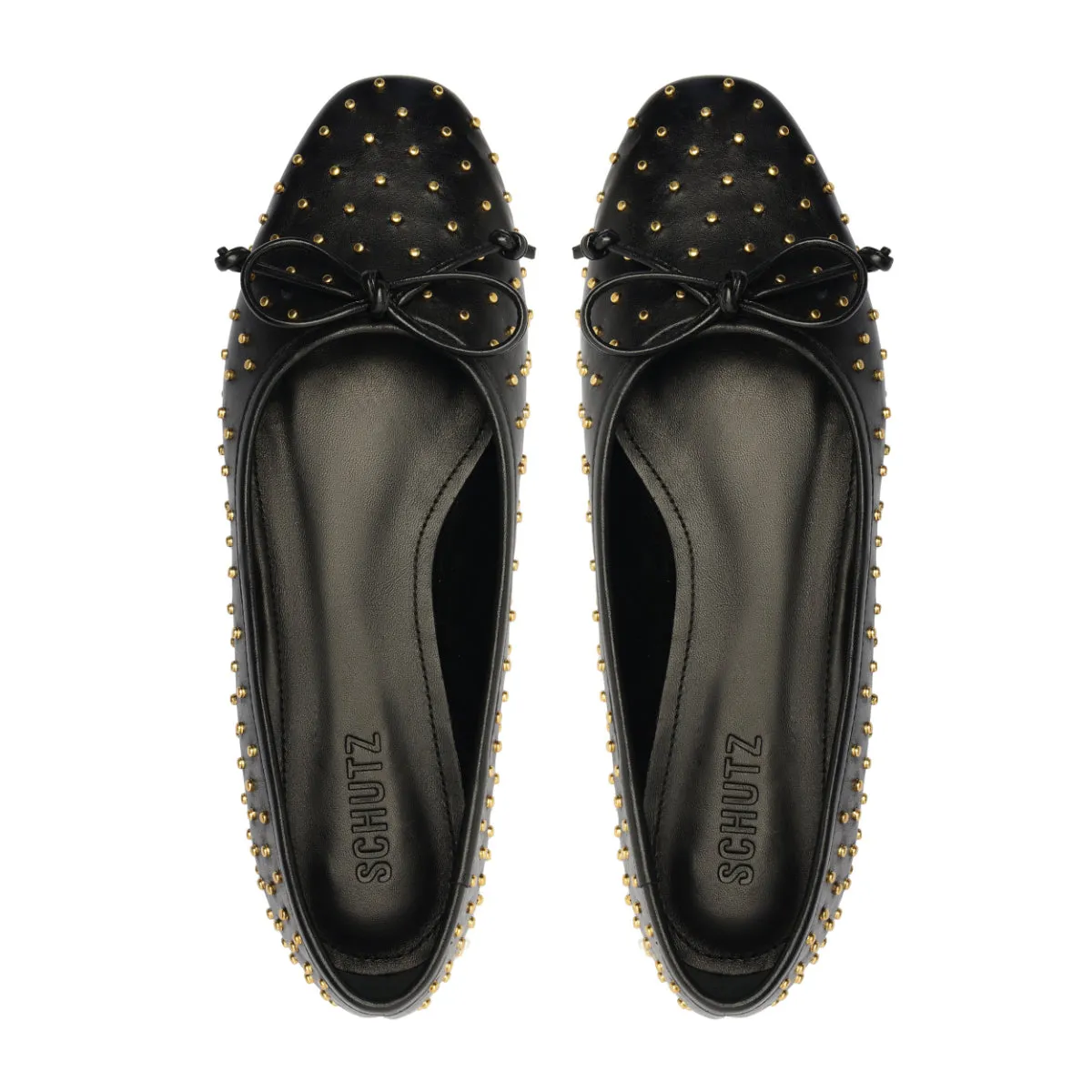 Arissa Atanado Studded Leather Flat in Black