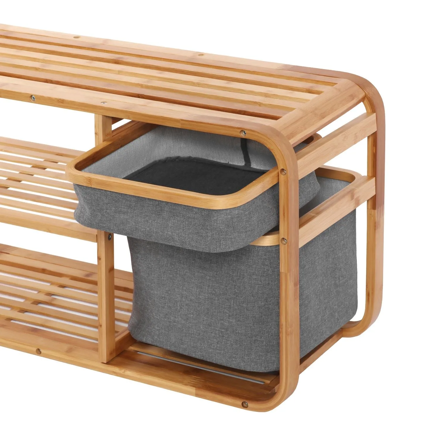 Bamboo Shoe Rack Storage Bench