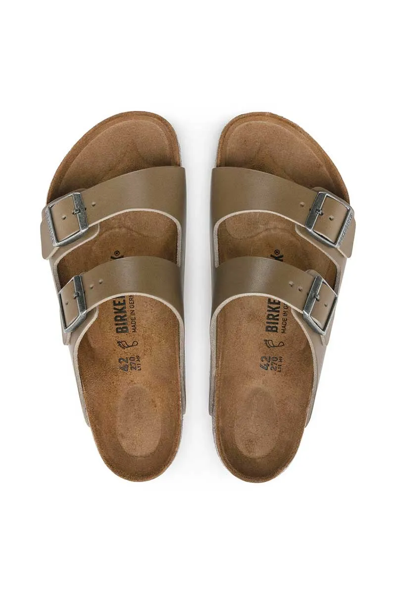 Birkenstock Arizona Vintage Wood Faded Khaki Natural Leather Narrow