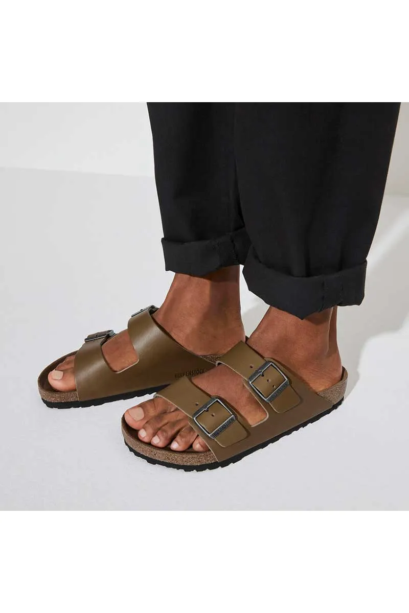 Birkenstock Arizona Vintage Wood Faded Khaki Natural Leather Narrow
