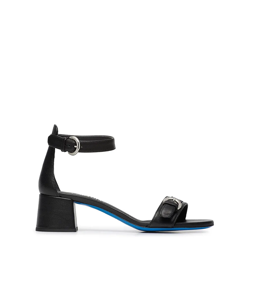 Black nappa leather sandals
