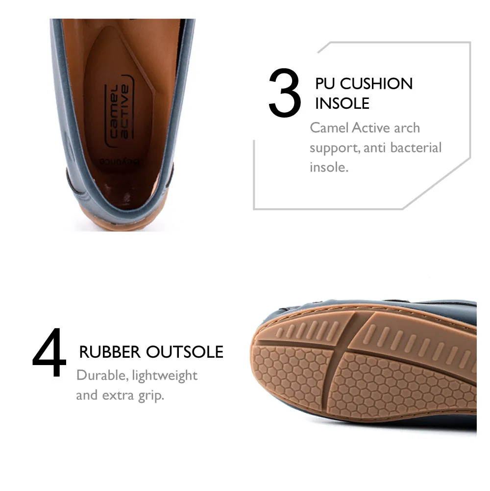 camel active Women Buckle Slip-On Loafers  with Panel Design Ladies Beyonce -752302-KT02SV-43-NAVY