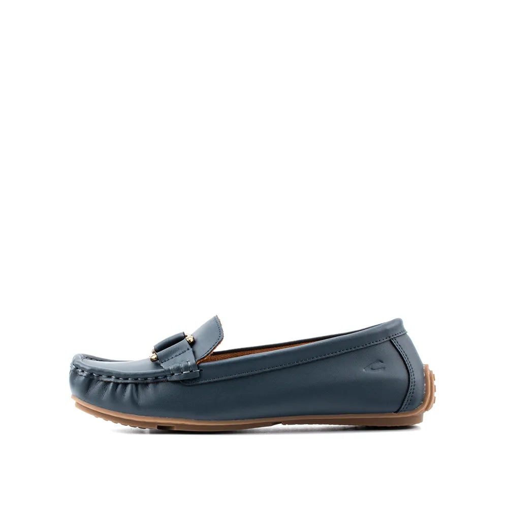 camel active Women Buckle Slip-On Loafers with Panel Design Ladies Beyonce -752302-KT02SV-43-NAVY