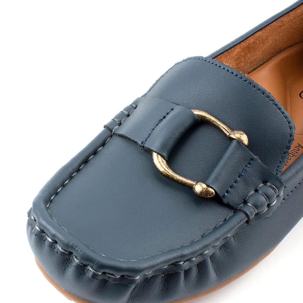 camel active Women Buckle Slip-On Loafers with Panel Design Ladies Beyonce -752302-KT02SV-43-NAVY