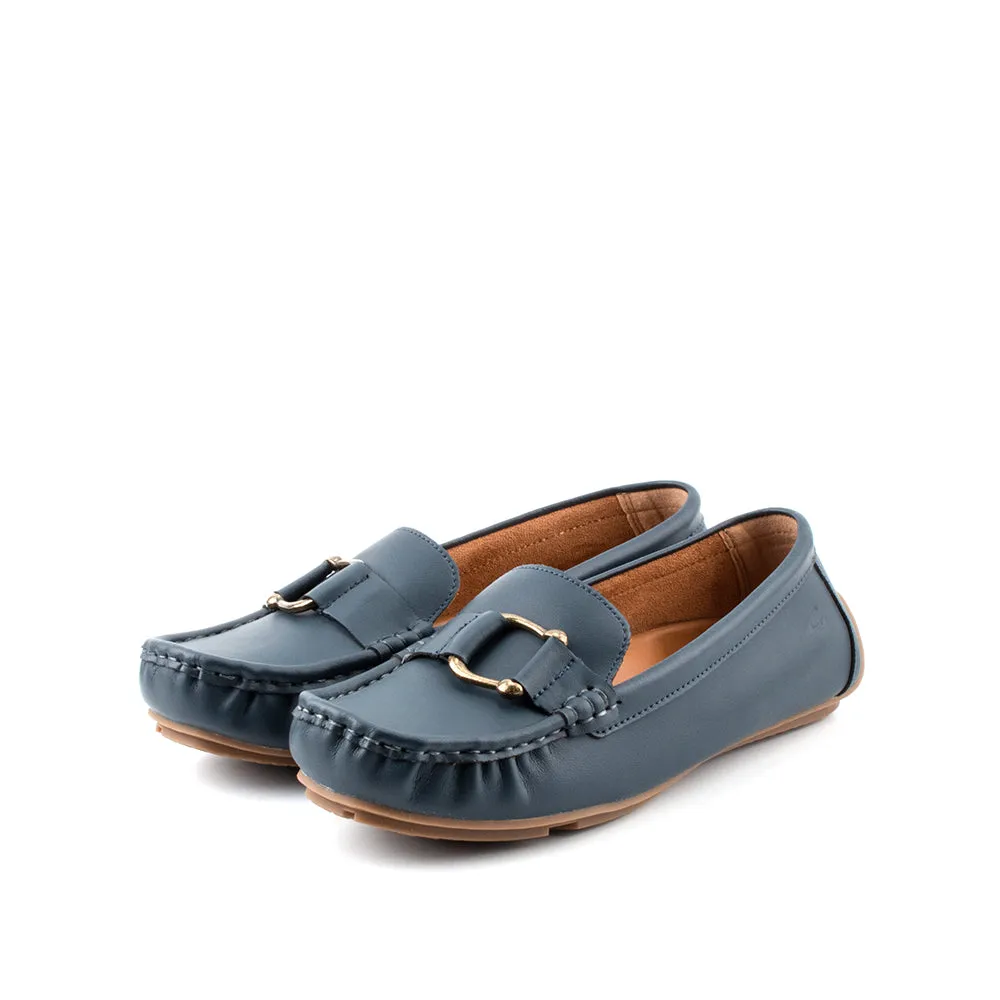 camel active Women Buckle Slip-On Loafers with Panel Design Ladies Beyonce -752302-KT02SV-43-NAVY