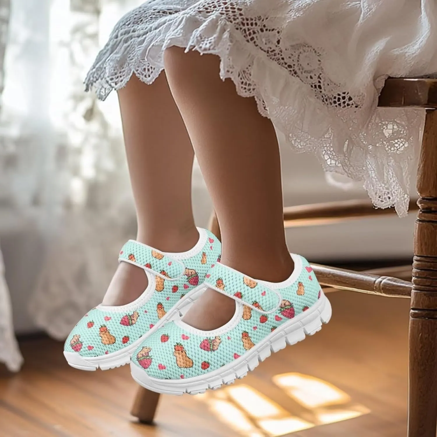 Cartoon Mary Jane Shoes for Little Girls Casual Slip-on Ballet Flats Flower Girl Wedding Party Flats Kids Teenis Girls Athletic Running Tennis Shoes