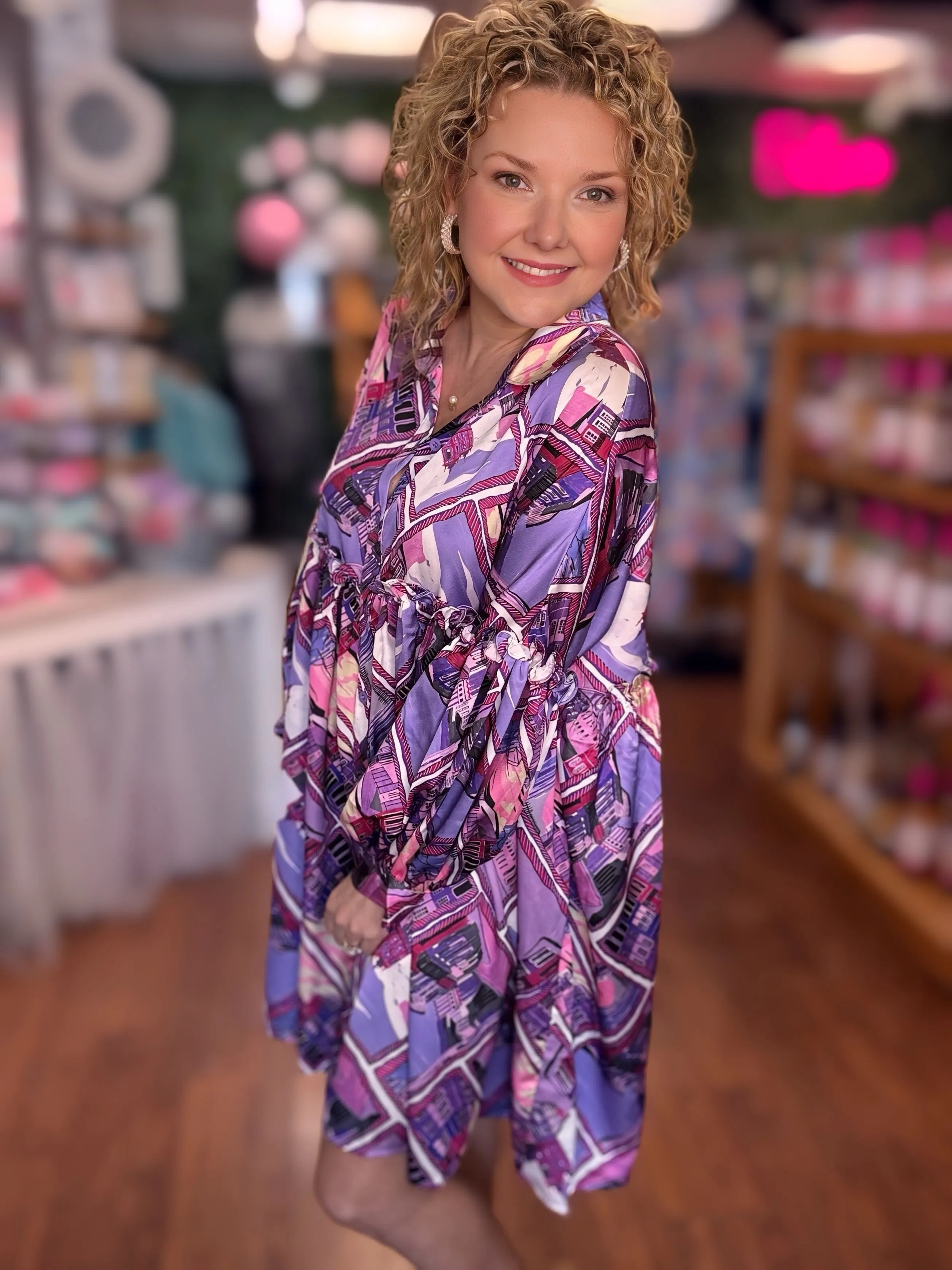 City Print Mini Dress