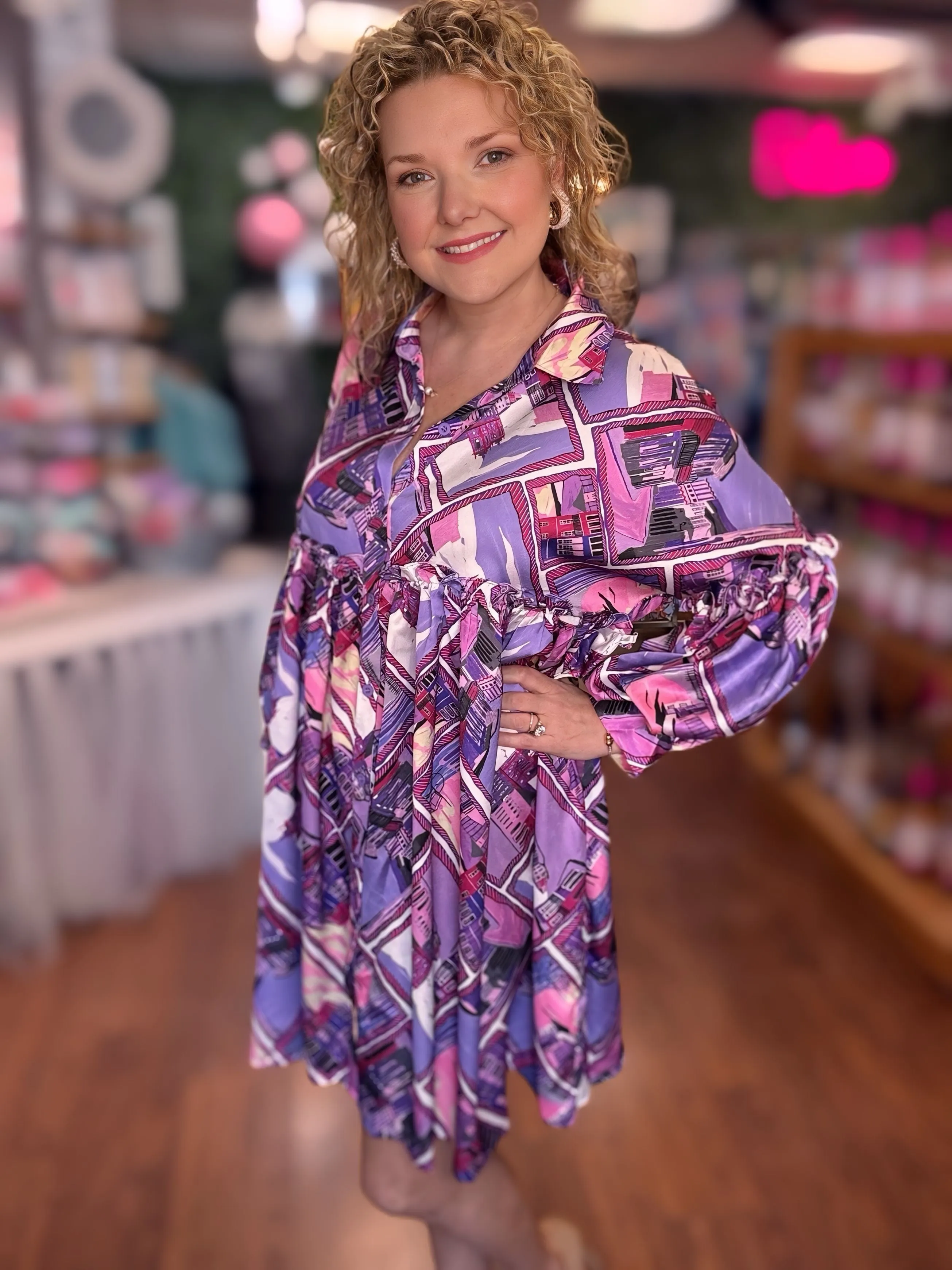 City Print Mini Dress