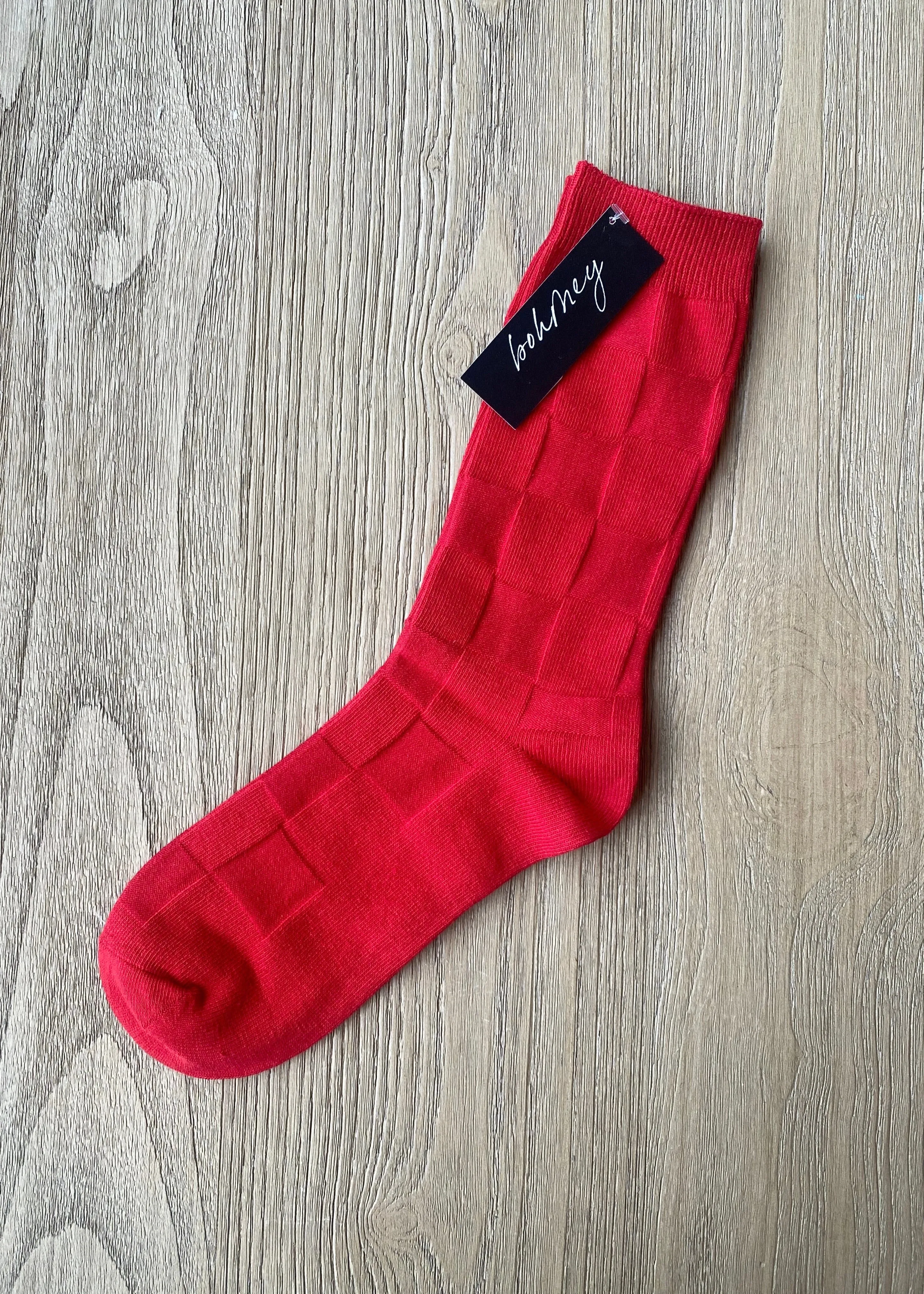 Clara Red Checkered Socks