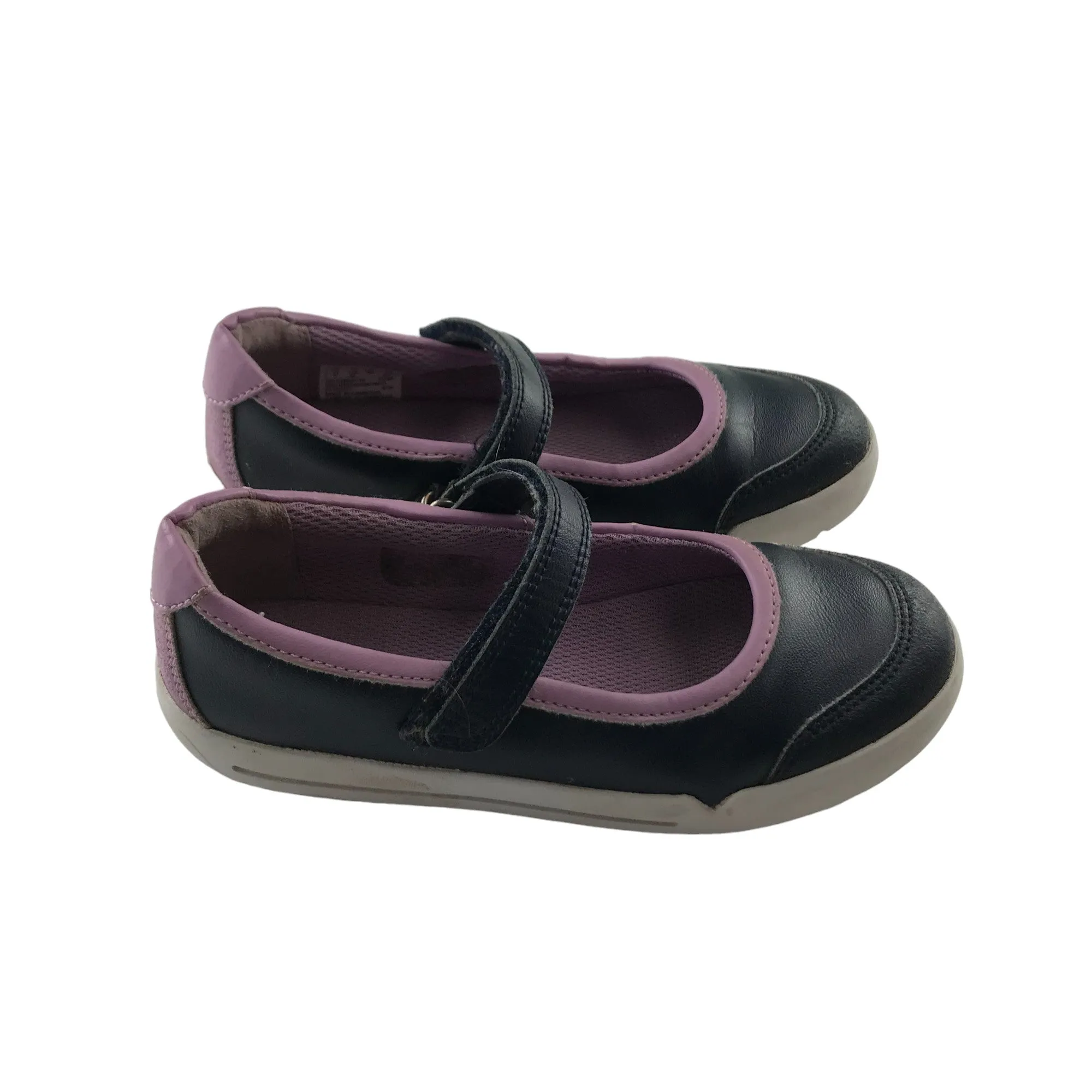 Clarks Pumps Shoe Size 11 Junior Navy with White Sole and Violet Insole