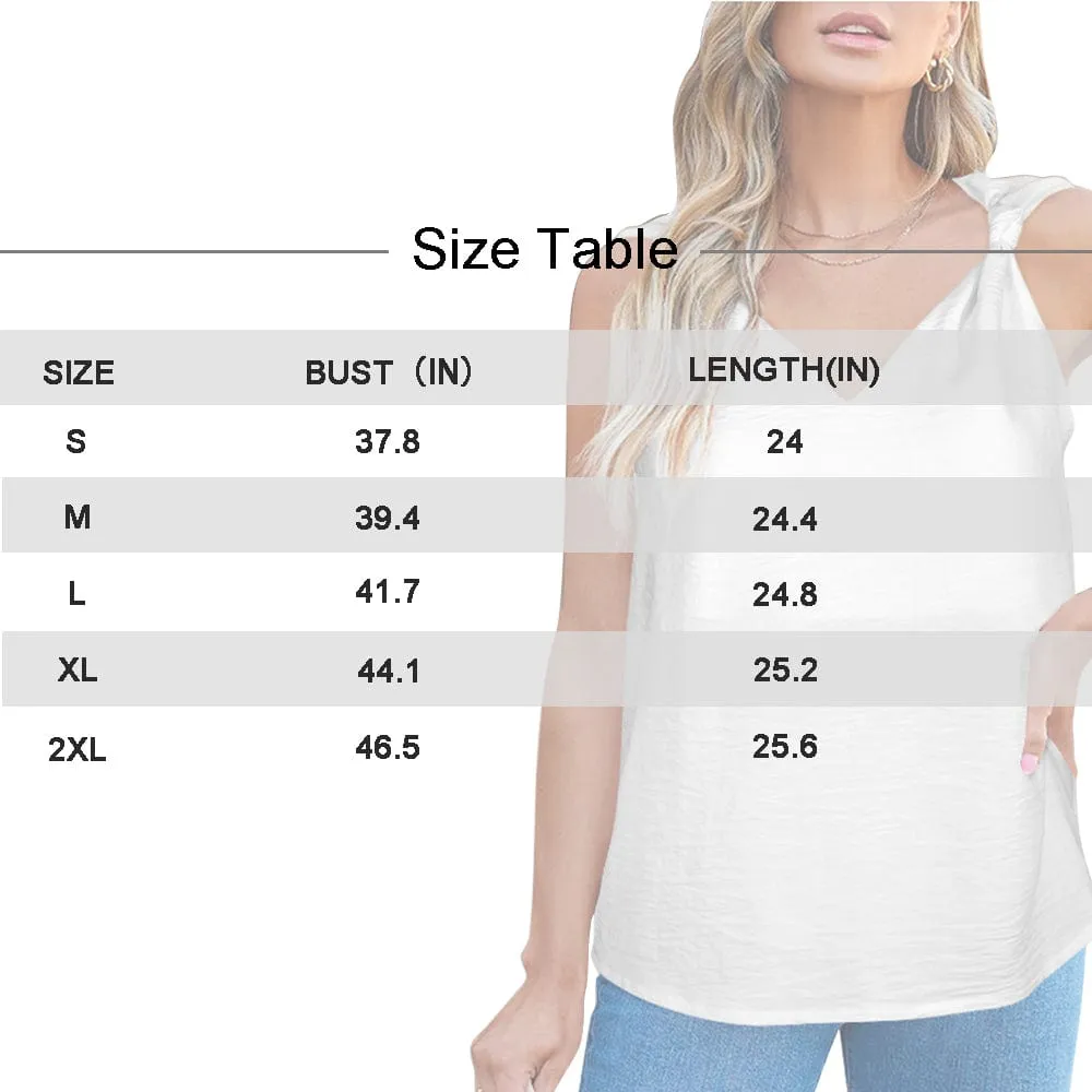 Custom Face Watermelon Top Personalized V-Neck Knotted Sleeveless Tank Tops for Women