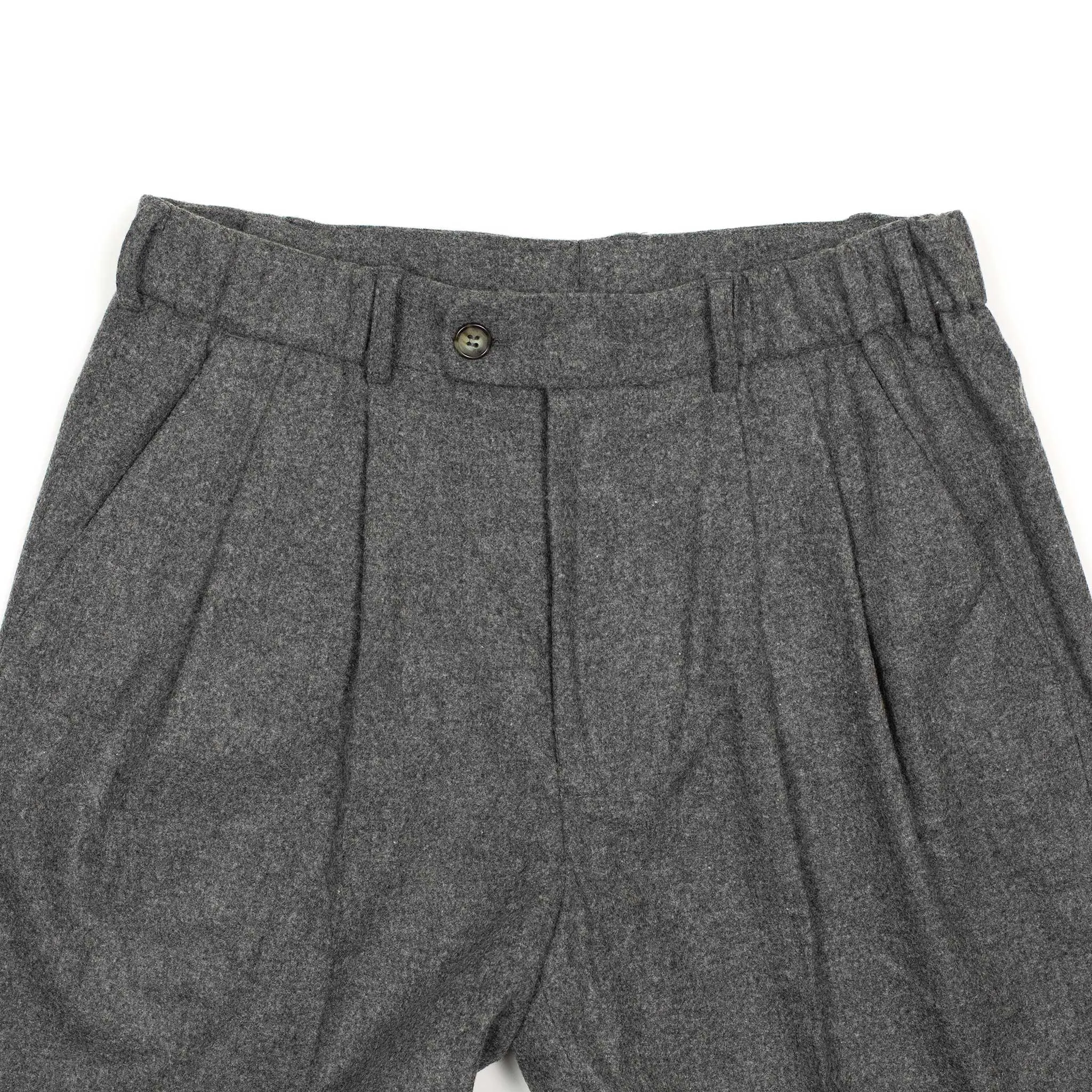 Easy trousers in mid-grey melange wool flannel (restock)