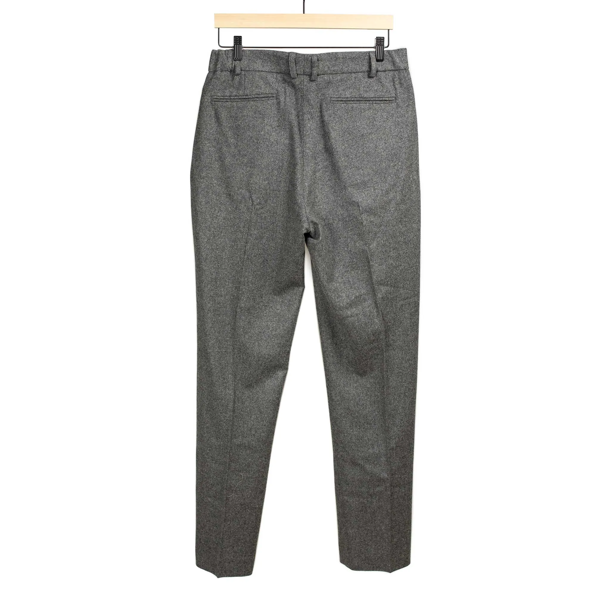 Easy trousers in mid-grey melange wool flannel (restock)