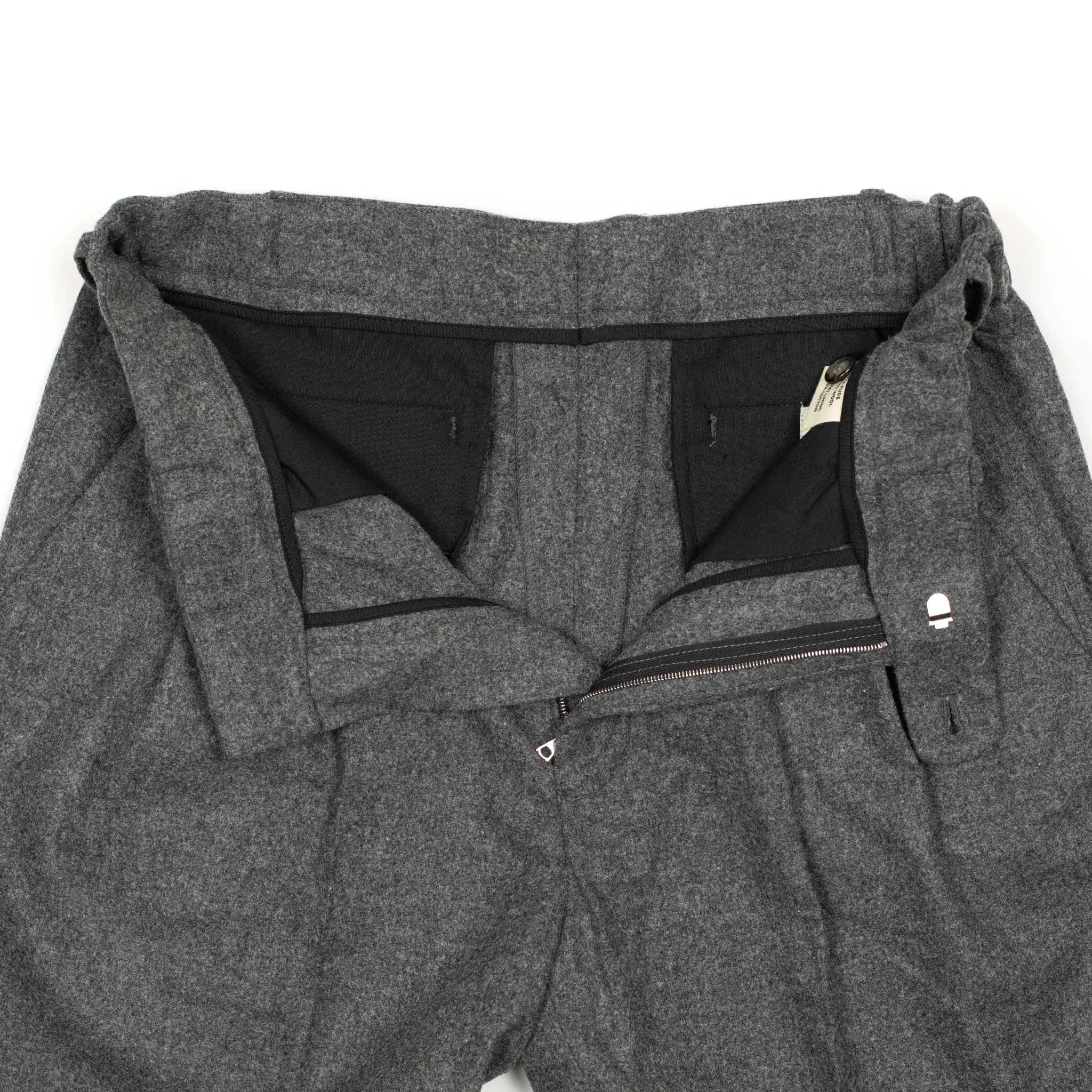 Easy trousers in mid-grey melange wool flannel (restock)