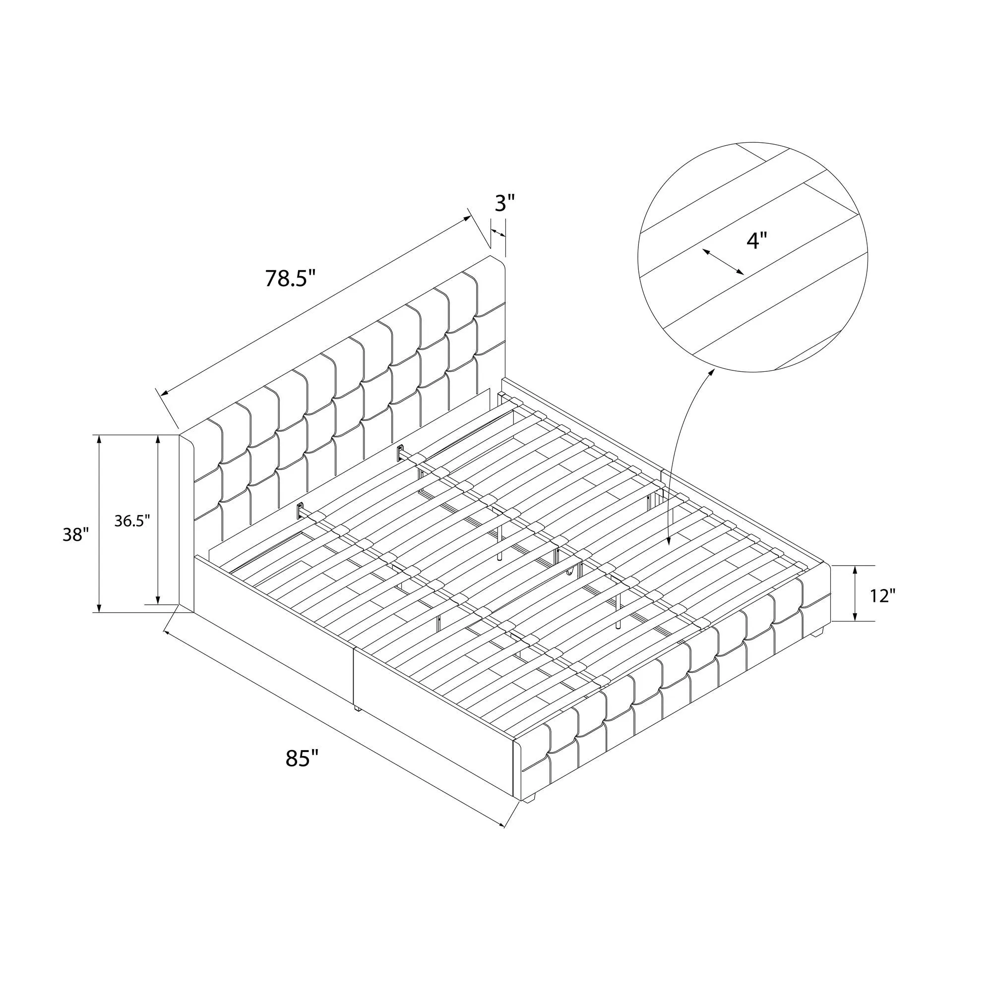 Elizabeth Upholstered Bed with Storage