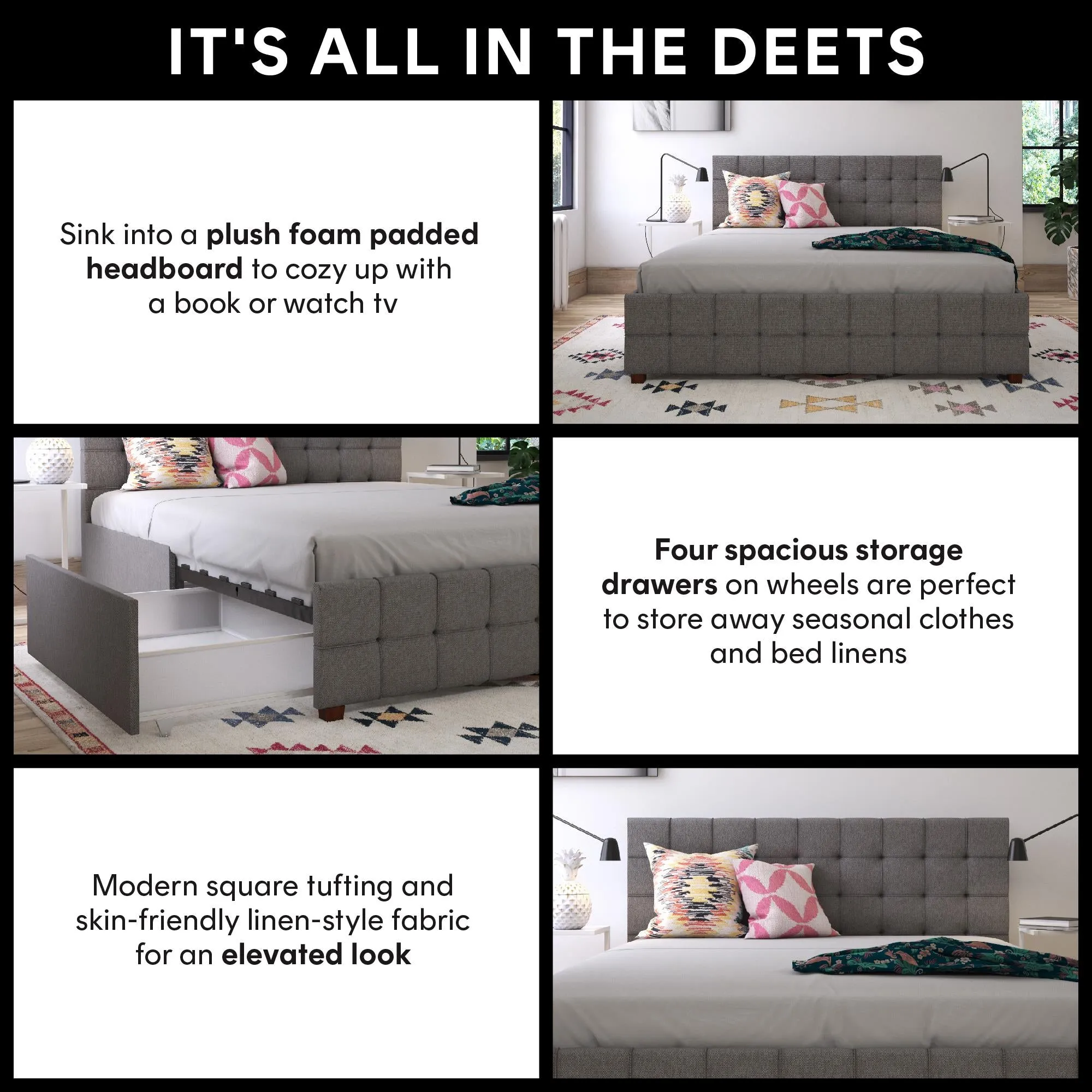 Elizabeth Upholstered Bed with Storage