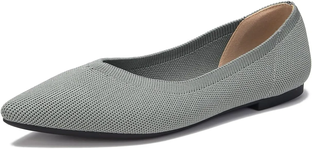 EnllerviiD Women's Flats Breathable Knit Pointed Flats Loafers Shoes,Work Flats Office Shoes Comfortable Flexible Mule Shoes Ballet Flats
