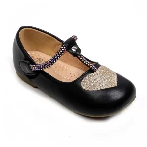 Fancy Glitter Heart Pump For Girls - Black