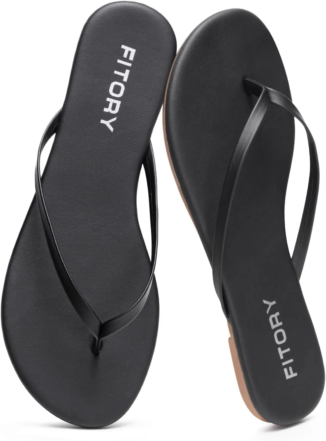 FITORY Womens Fashion Flip Flops Comfortable Leather Summer Beach Thong Walking Sandals on Indoor Outdoor Size 6-11