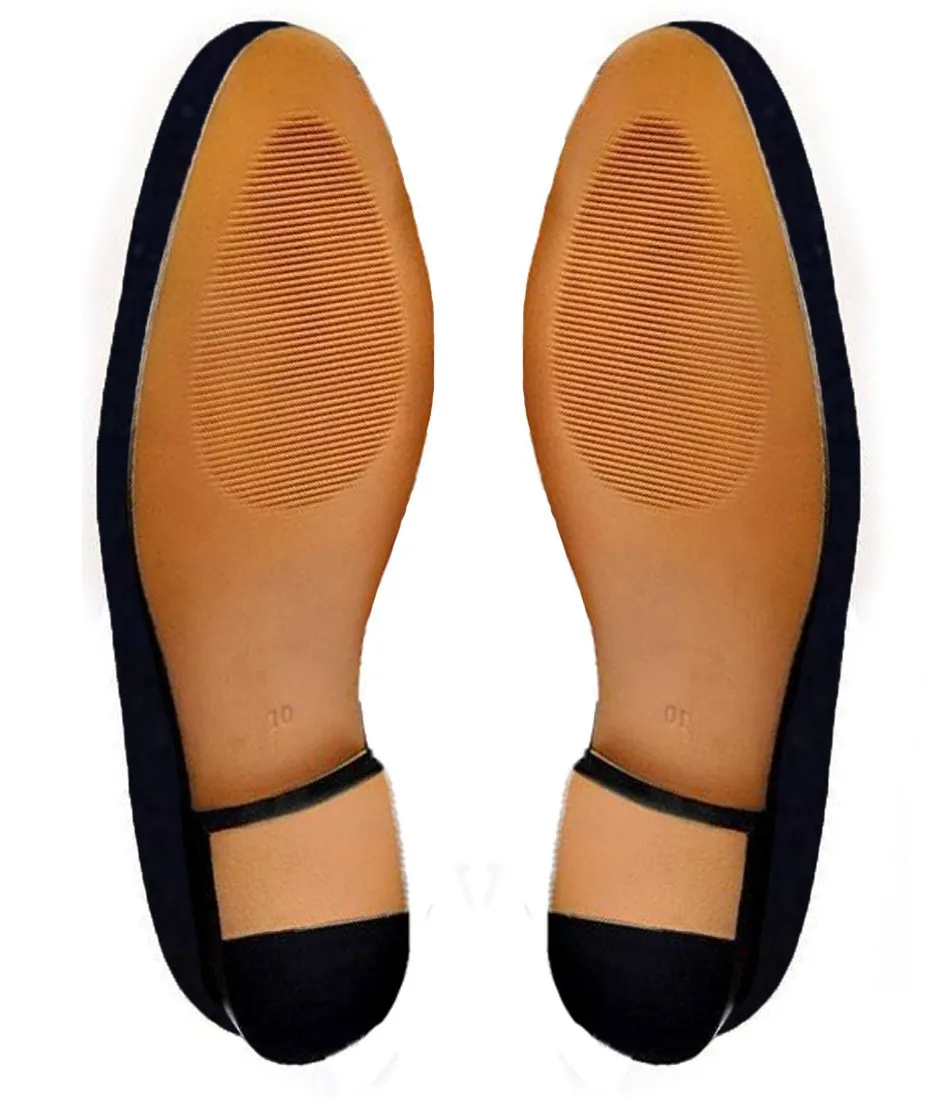 Flat Feet Shoes - Blue Velvet Gargoyle With Beer Embroidered Loafers with Arch Support