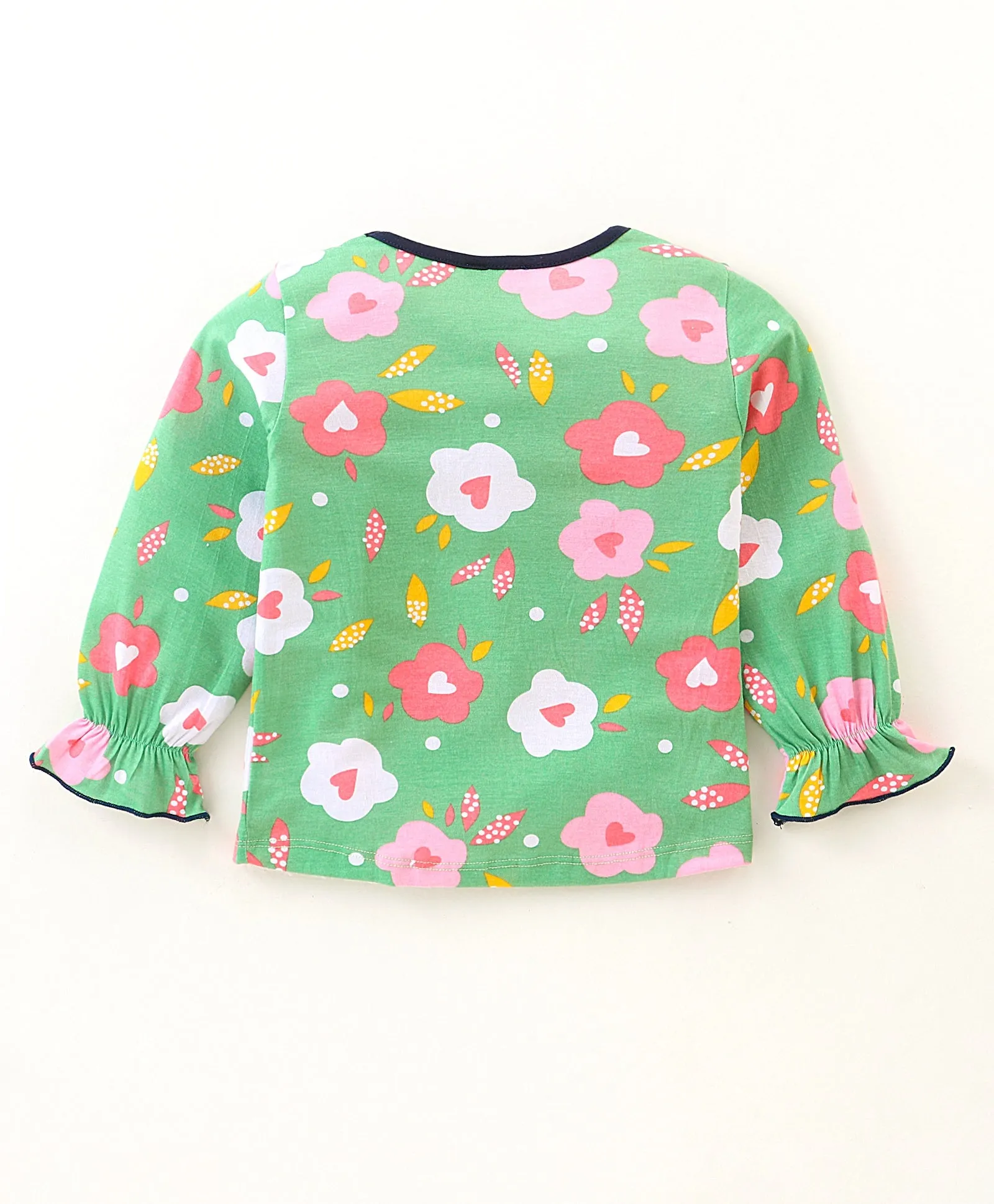 Floral Printed V Frilled Top Leggings Set