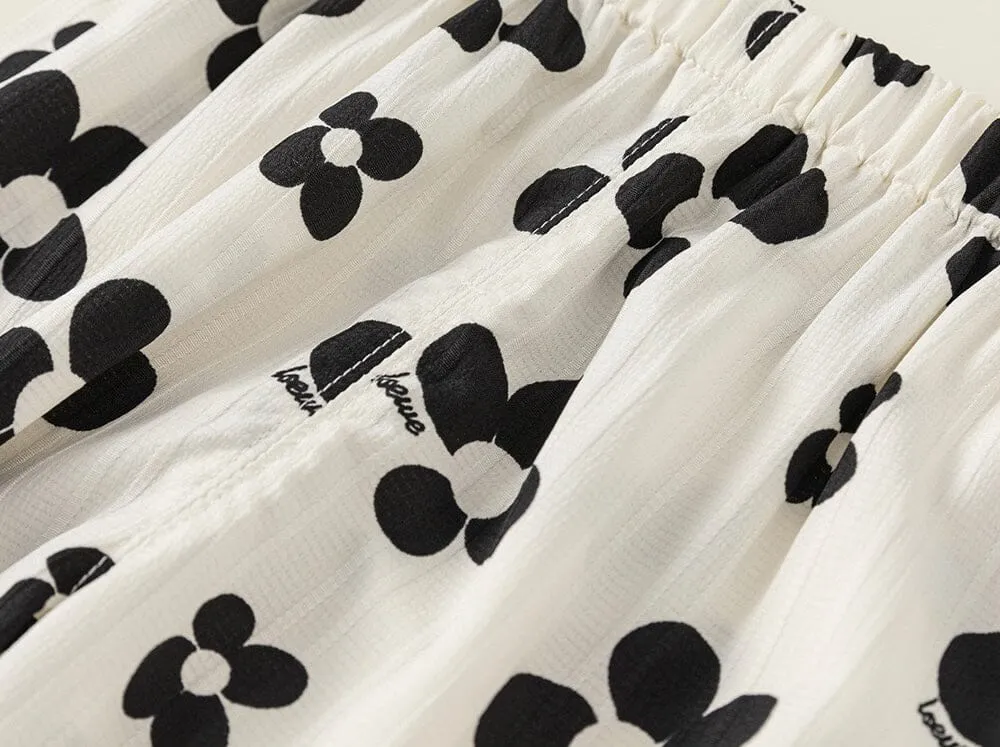 Flower Pleated Harem Pants