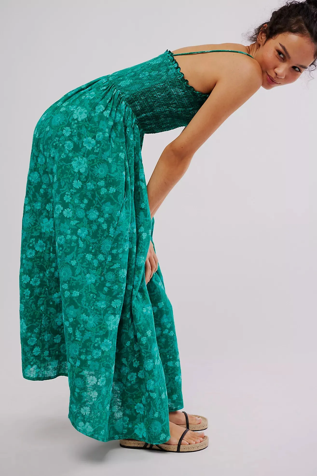 FREE PEOPLE Sweet Nothings Midi dress-Forest combo