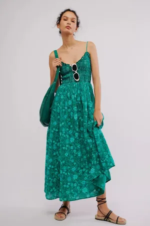 FREE PEOPLE Sweet Nothings Midi dress-Forest combo