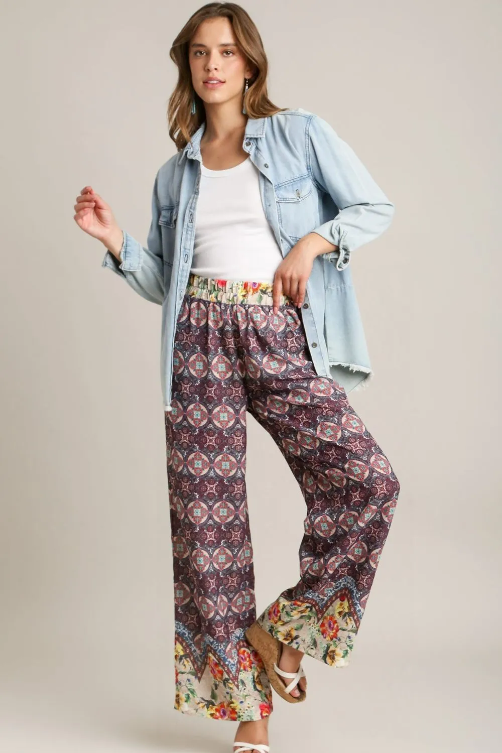 Gypsy Soul Elastic Waistband Pants in Maroon