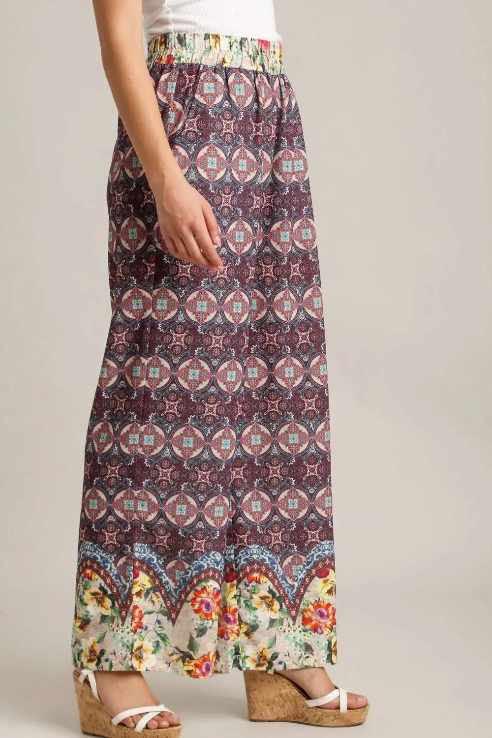 Gypsy Soul Elastic Waistband Pants in Maroon