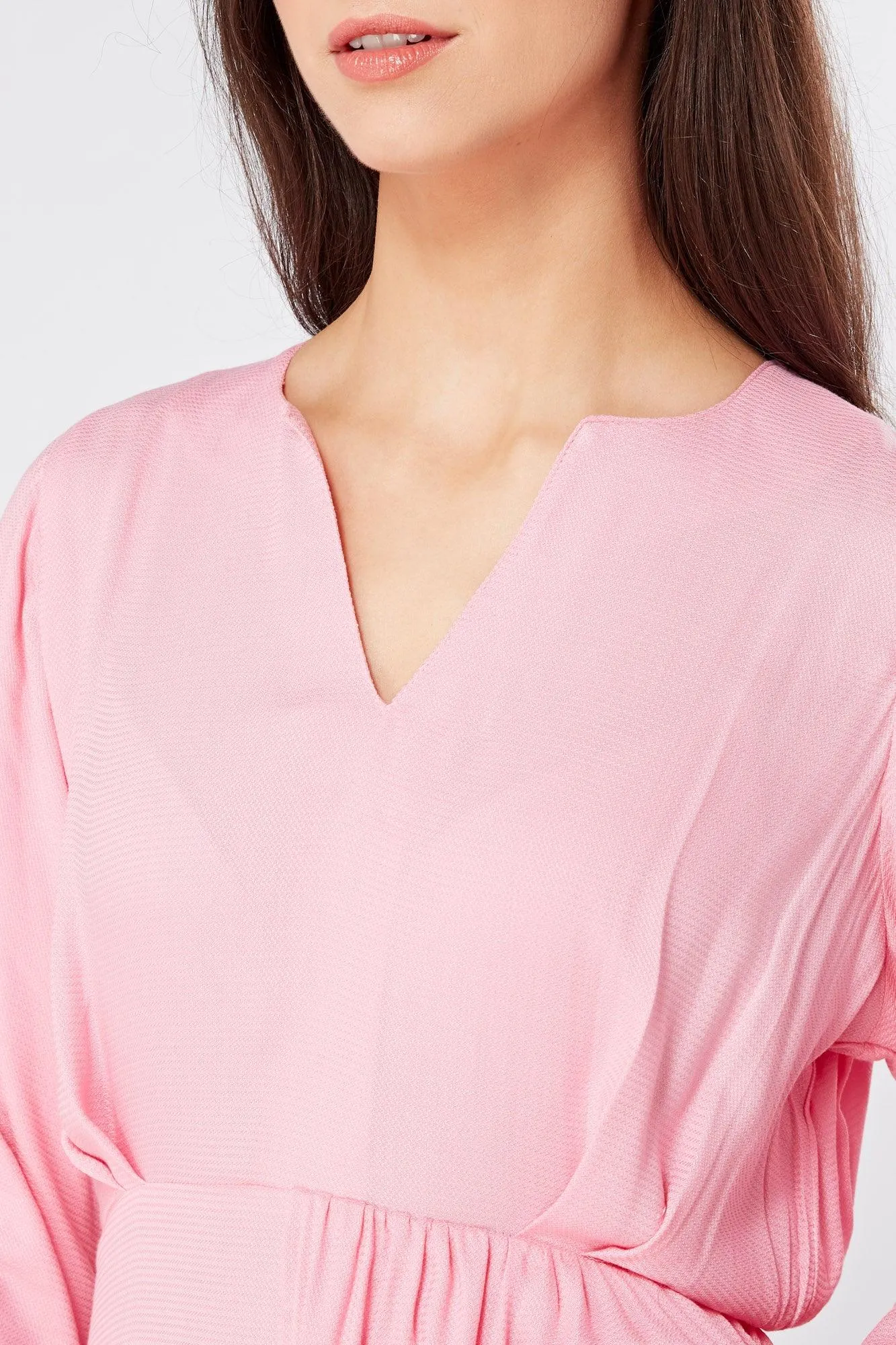 Hera Draped Super Soft Crepe Midi Dress With Long Kimono Sleeves