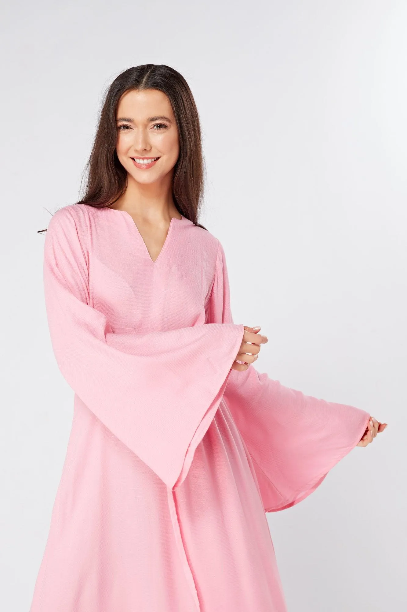 Hera Draped Super Soft Crepe Midi Dress With Long Kimono Sleeves