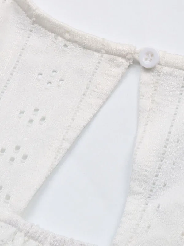 Knitted V-neck Casual Fashion Lace Small Flying Sleeve Top