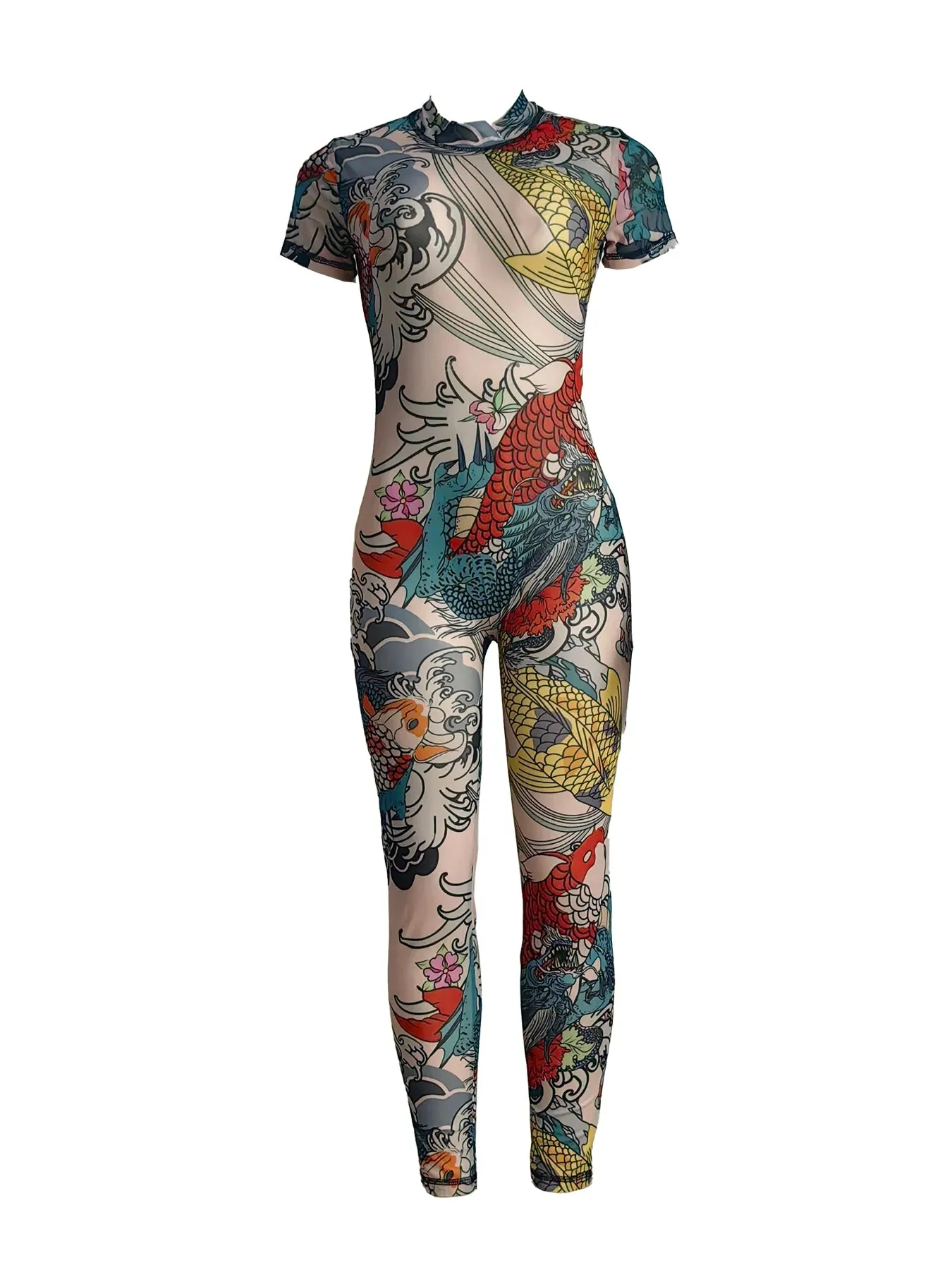 Koi Elegance Mesh Jumpsuit