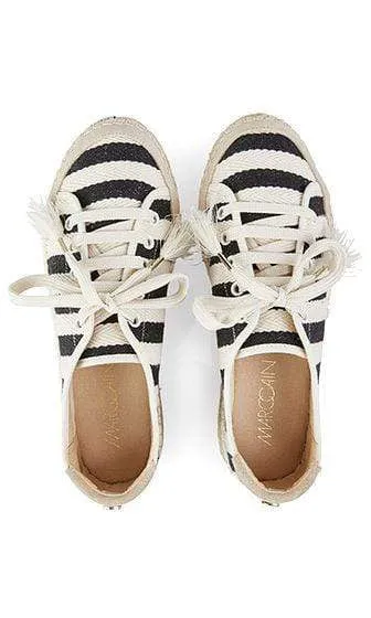 Marc Cain S Striped espadrille sneakers Black NB SI.02 W09