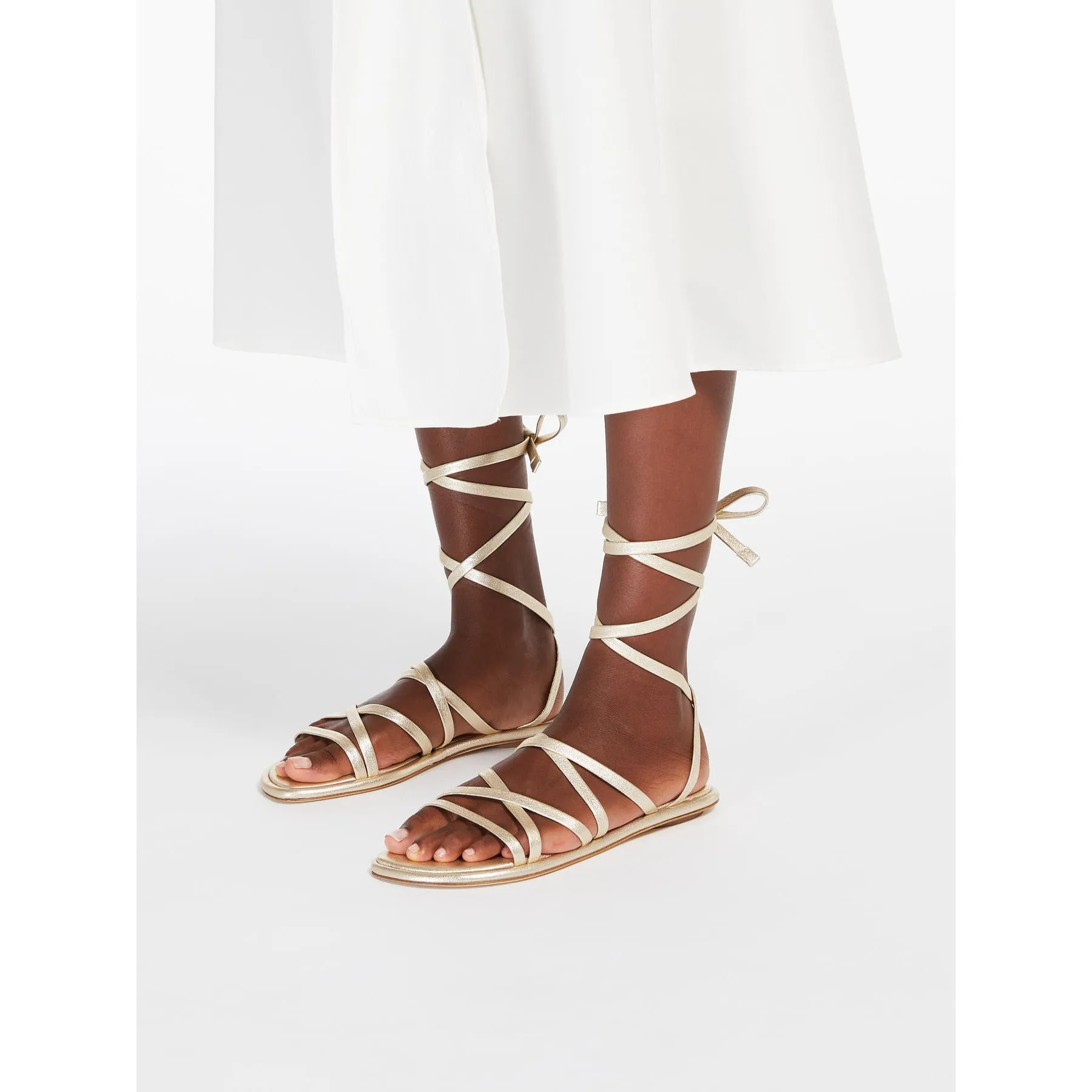 Max Mara Weekend Fiabe Gold Leather Sandals