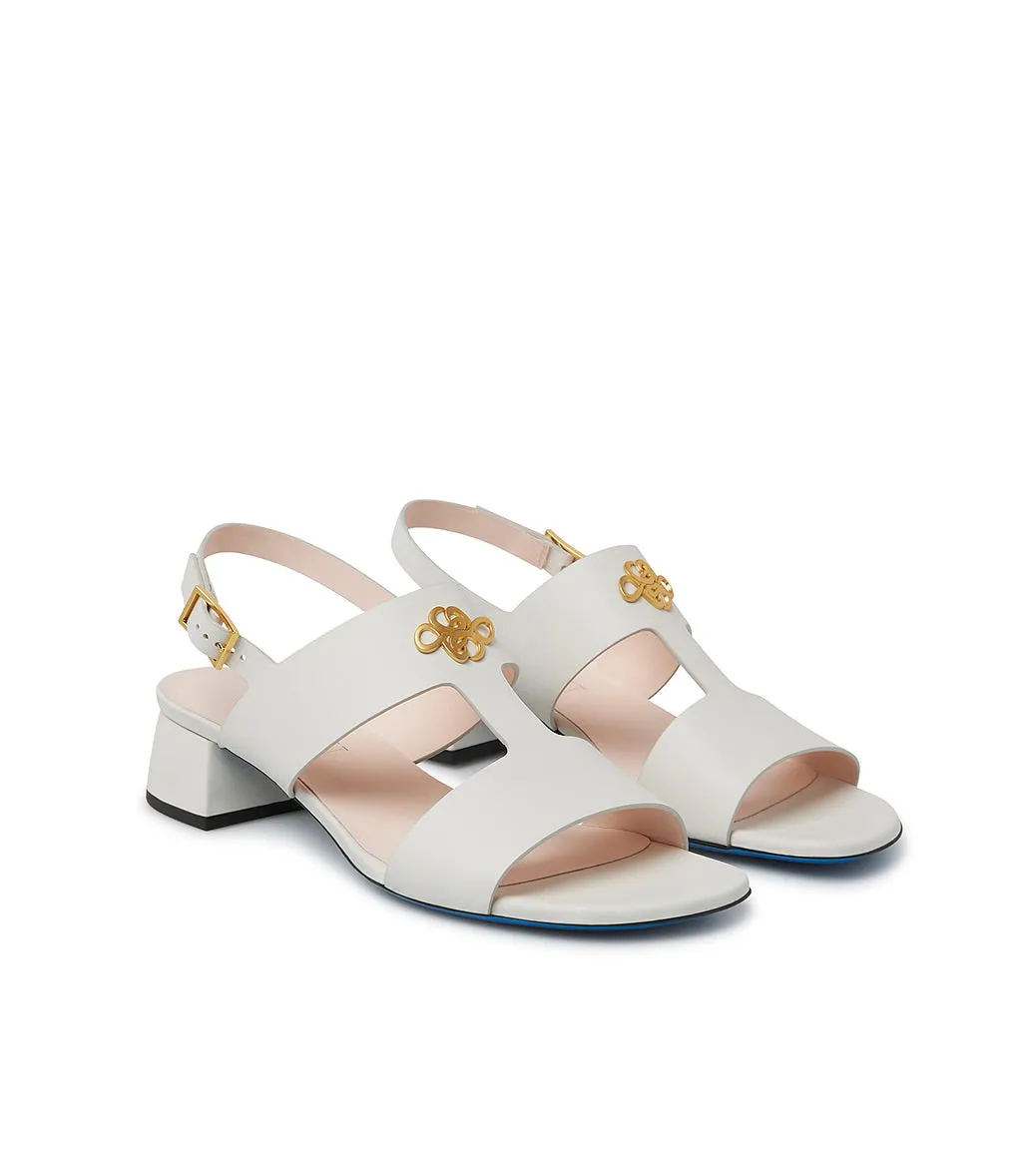 Metal gold log  ice color calfskin sandal