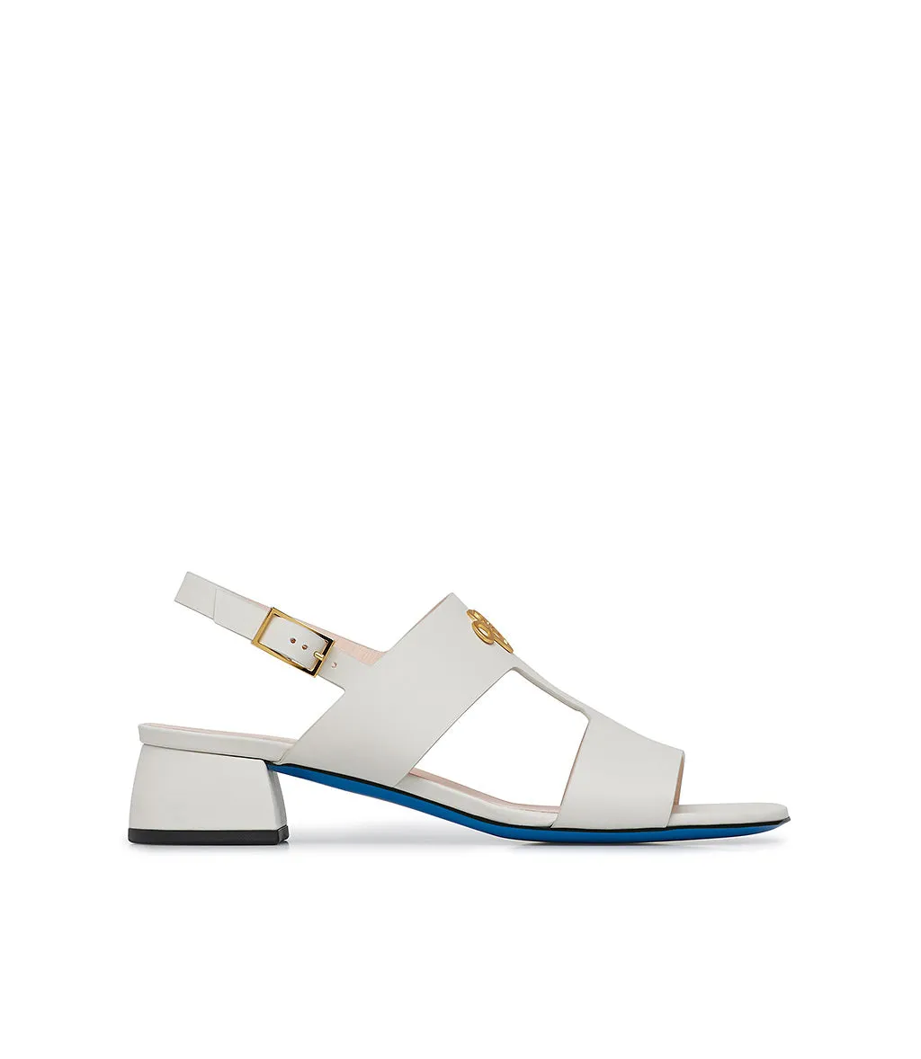 Metal gold log  ice color calfskin sandal