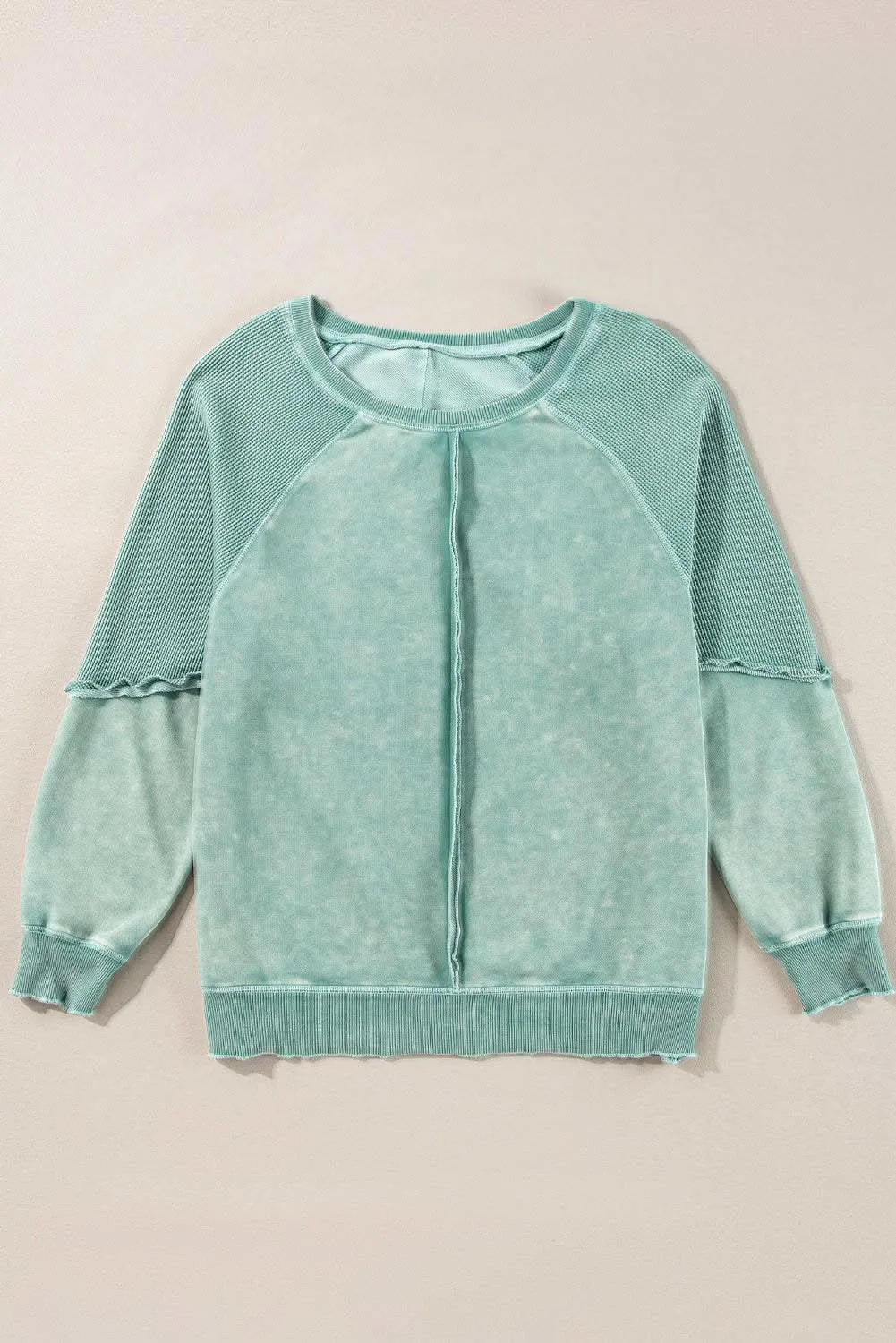 Mineral blue waffle knit sweatshirt