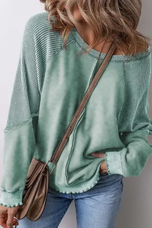 Mineral blue waffle knit sweatshirt
